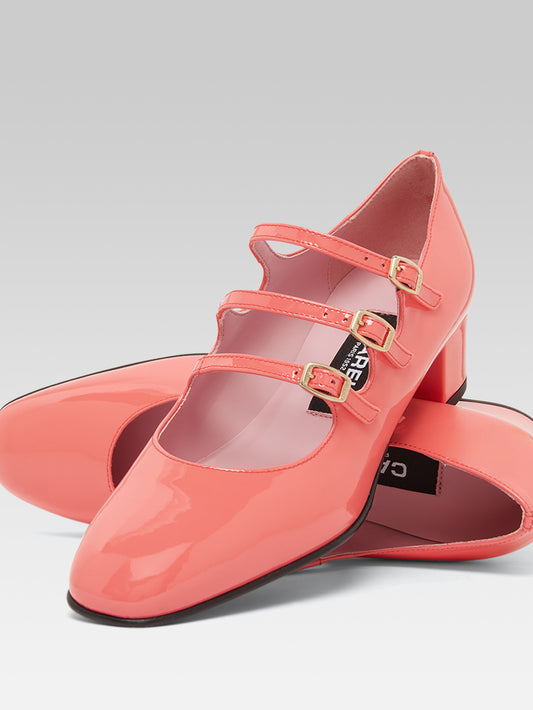 Kina - Escarpins babies cuir verni corail upcyclé - Image numéro 2