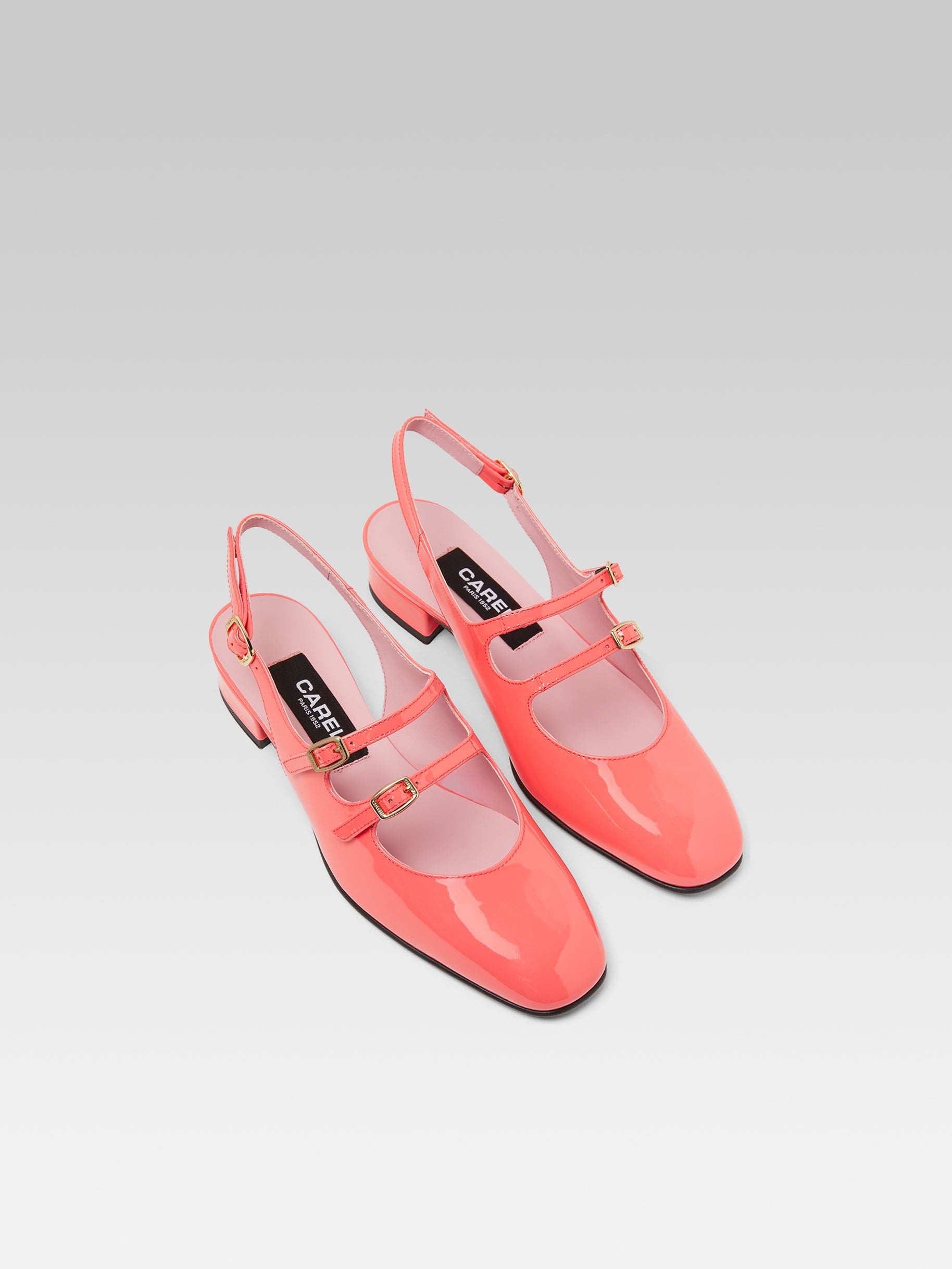 Peche - Coral upcycled patent leather slingback Mary Janes - Image number 3