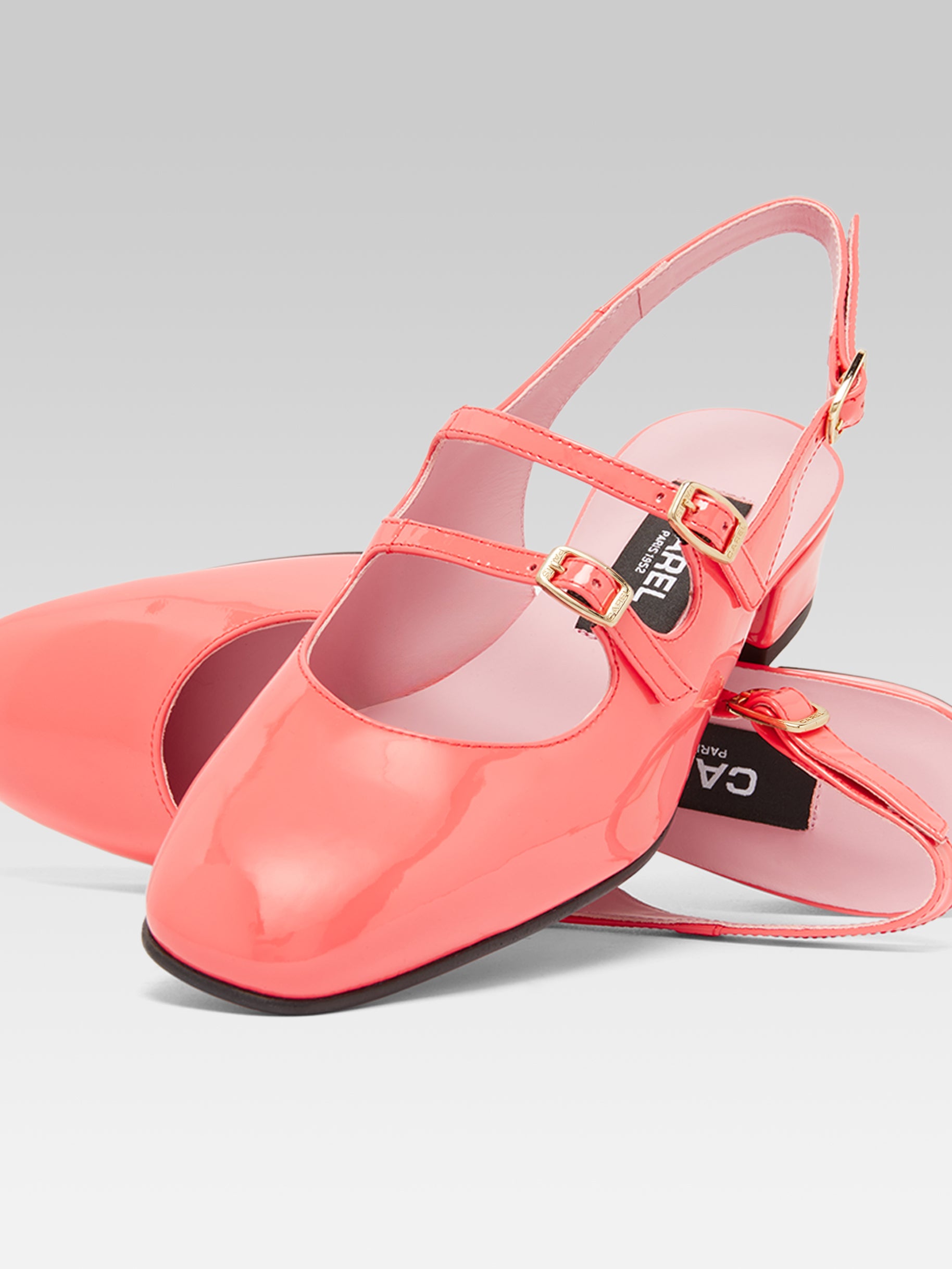 Peche - Coral upcycled patent leather slingback Mary Janes - Image number 2
