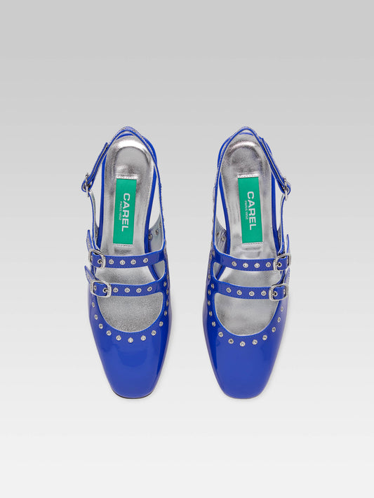 Queen - Babies slingback cuir verni bleu éléctrique upcyclé à oeillets - Image numéro 3