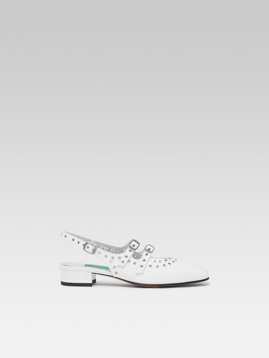 Queen - Upcycled white patent leather eyelets slingback Mary Janes - Image number 1