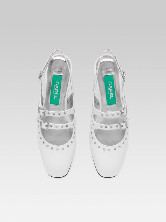 Queen - Upcycled white patent leather eyelets slingback Mary Janes - Image number 3