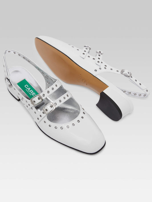 Queen - Upcycled white patent leather eyelets slingback Mary Janes - Image number 5