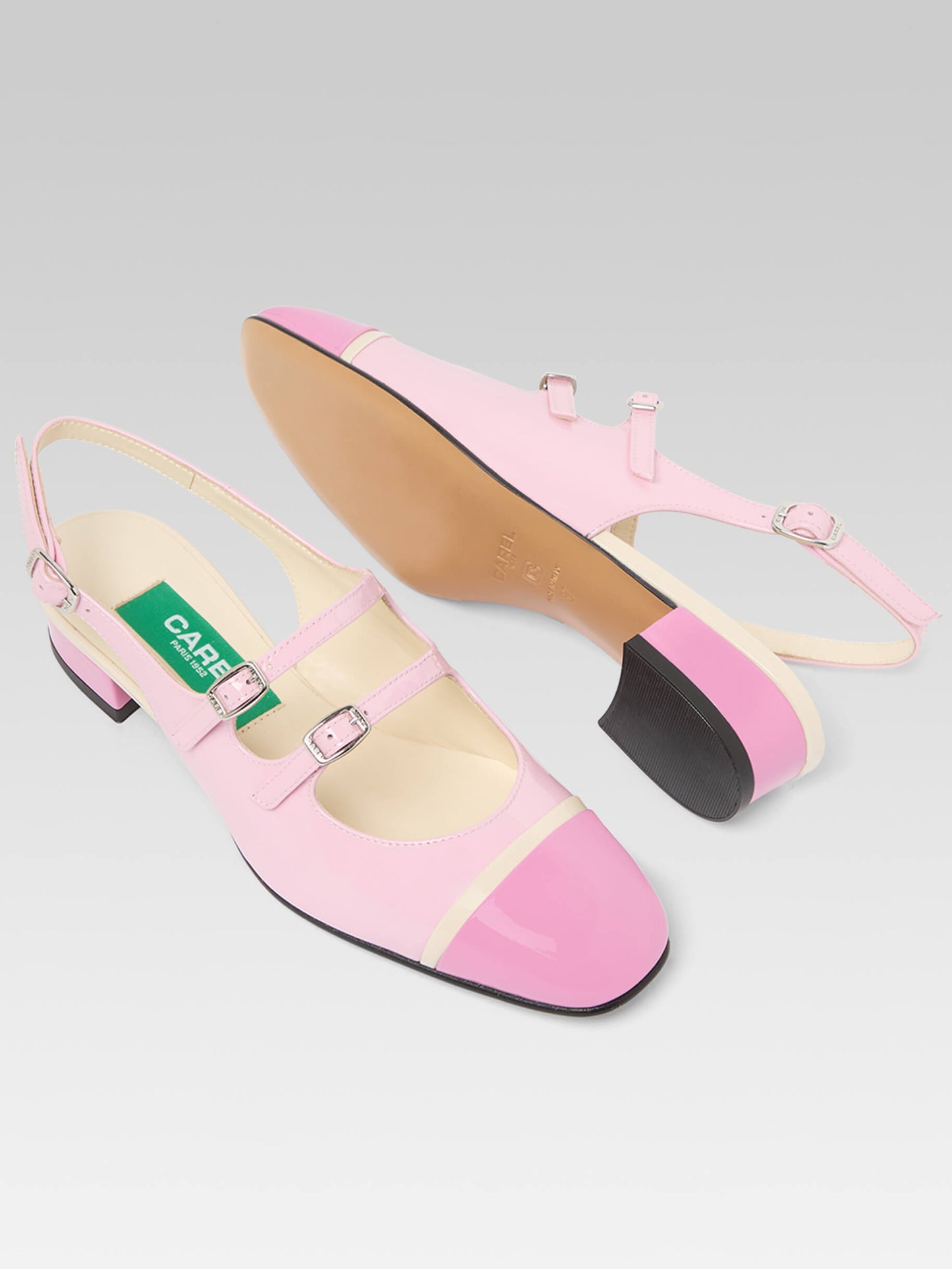 Litchy - Babies slingback cuir verni upcyclé bi-rose