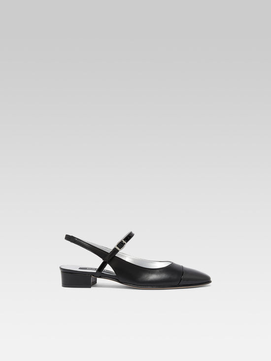 carel Oceano Slingback cuir noir et cuir verni noir – Carel Paris