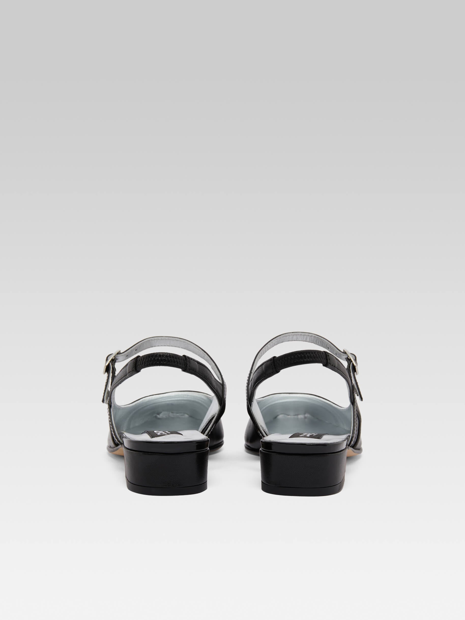 Oceano - Black leather and black patent leather slingback - Image number 7