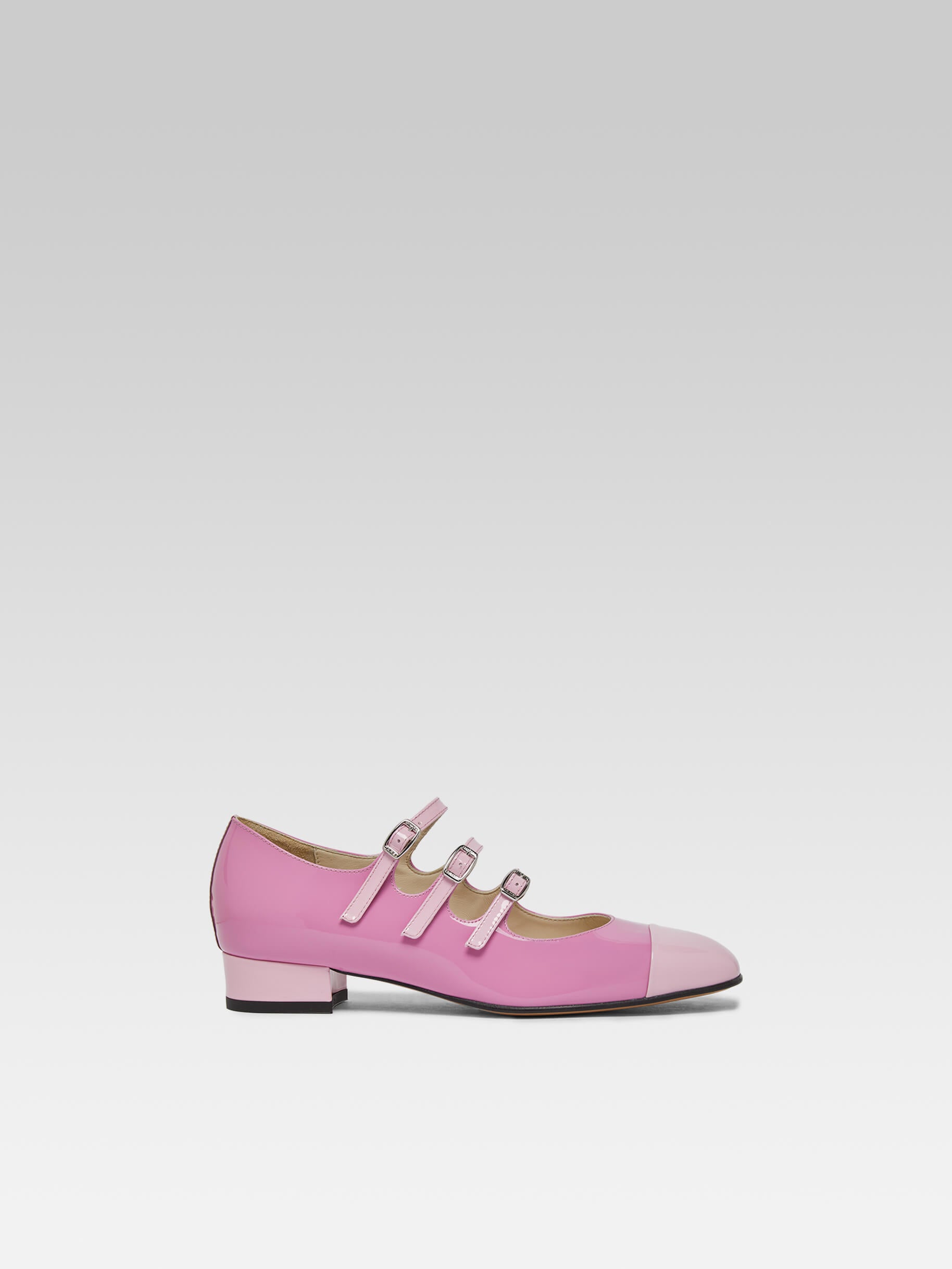 Julia - Bi-pink upcycled patent leather Mary Janes ballet flats - Image number 1