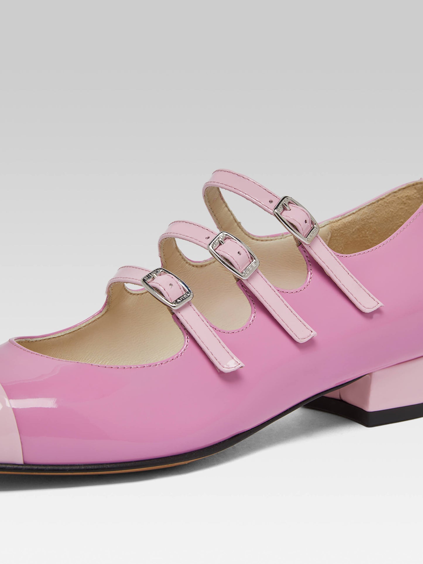 Julia - Bi-pink upcycled patent leather Mary Janes ballet flats