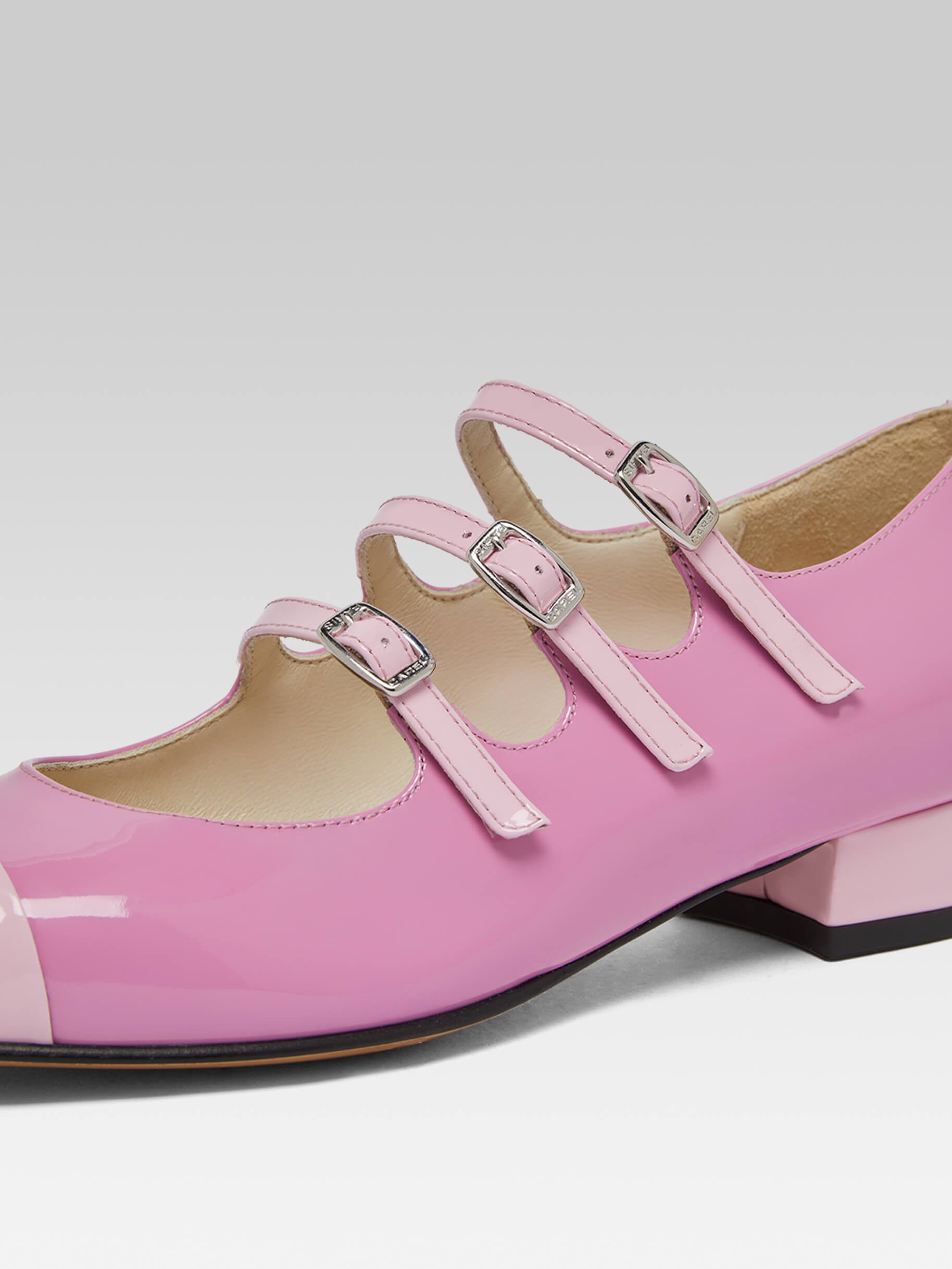 Julia - Bi-pink upcycled patent leather Mary Janes ballet flats - Image number 4