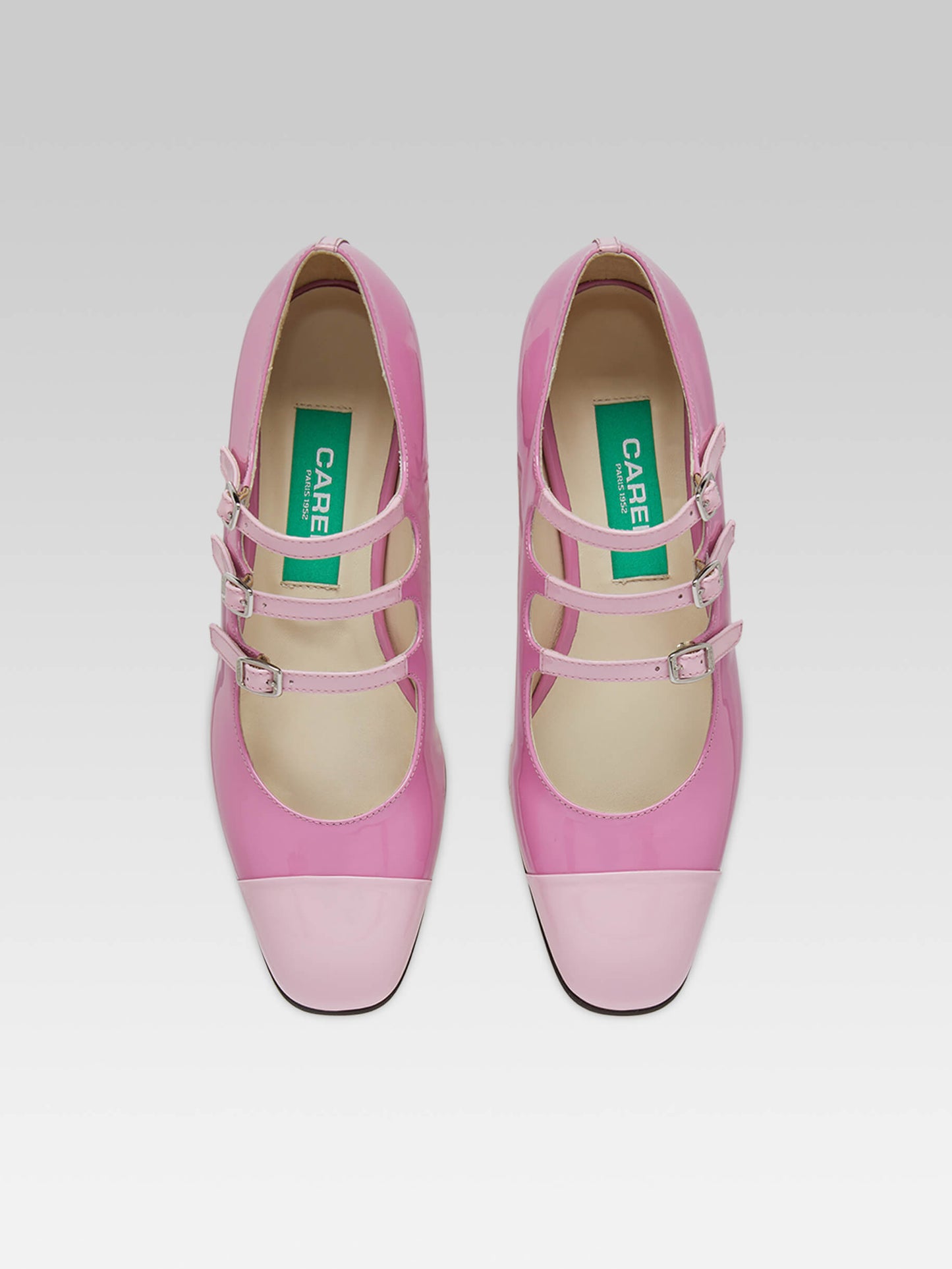 Julia - Bi-pink upcycled patent leather Mary Janes ballet flats