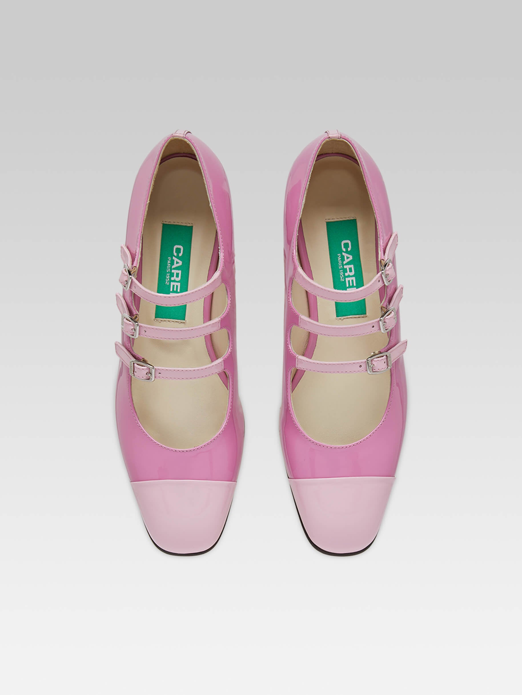 Julia - Bi-pink upcycled patent leather Mary Janes ballet flats - Image number 2