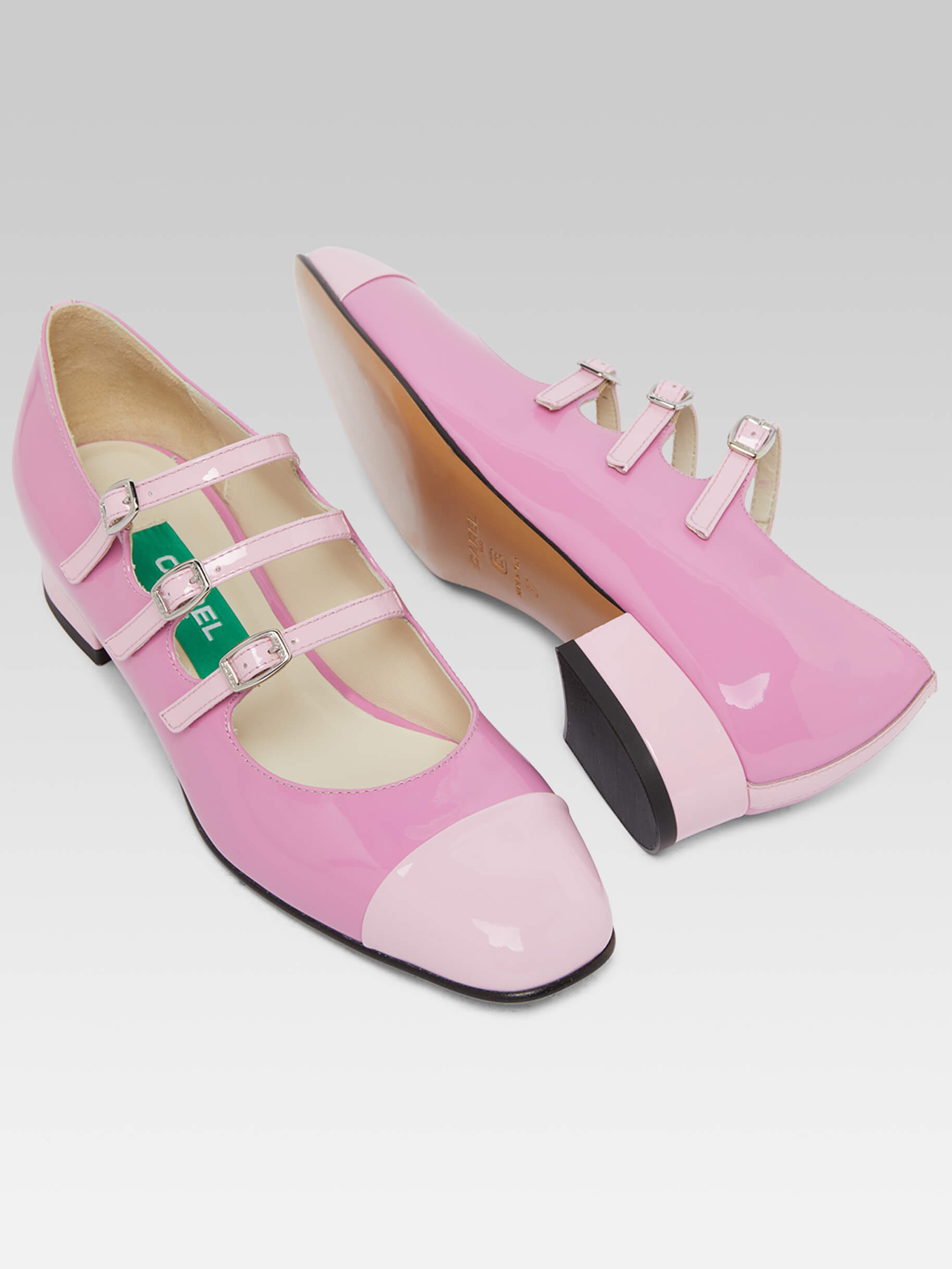 Julia - Bi-pink upcycled patent leather Mary Janes ballet flats - Image number 7