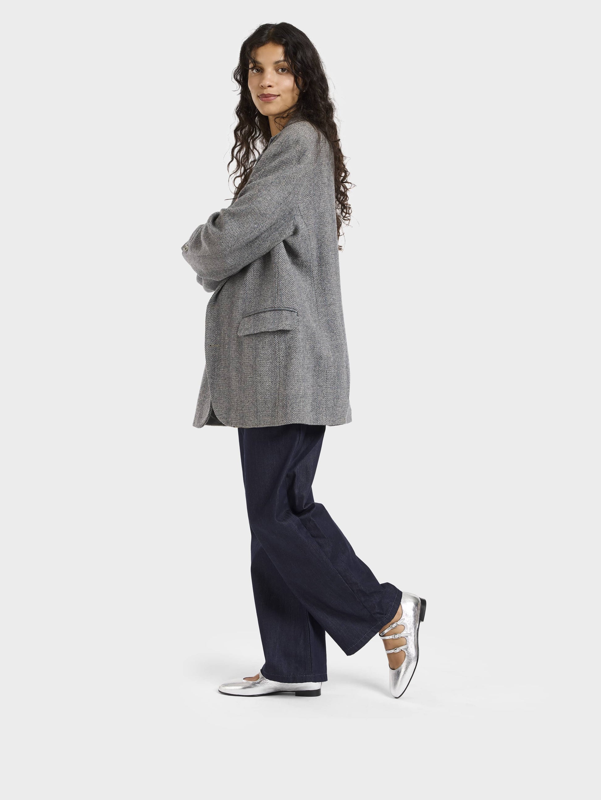 Ariana s - Silver laminated leather Mary Jane ballet flats - Image number 7