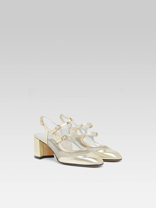 Bananight - Babies slingback cuir laminé platine et résille - Image numéro 4