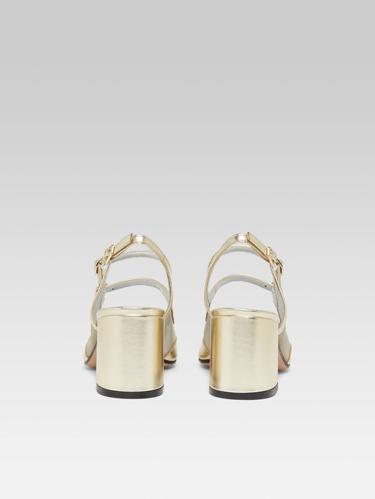 Bananight - Babies slingback cuir laminé platine et résille - Image numéro 5