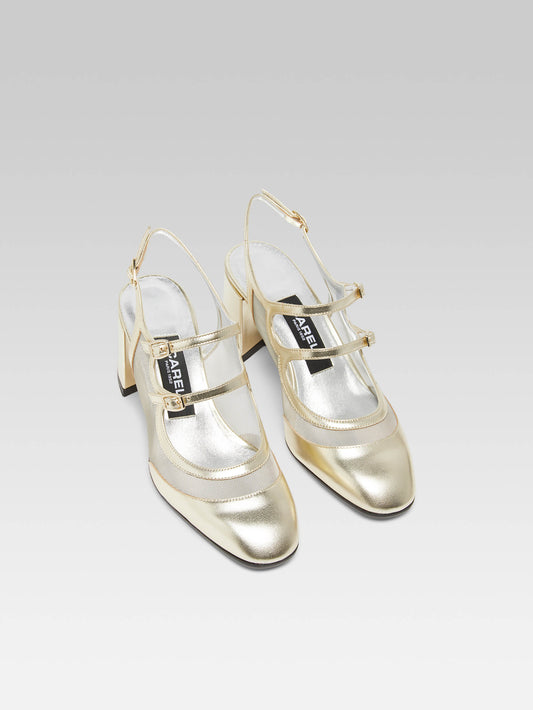 Bananight - Babies slingback cuir laminé platine et résille - Image numéro 3