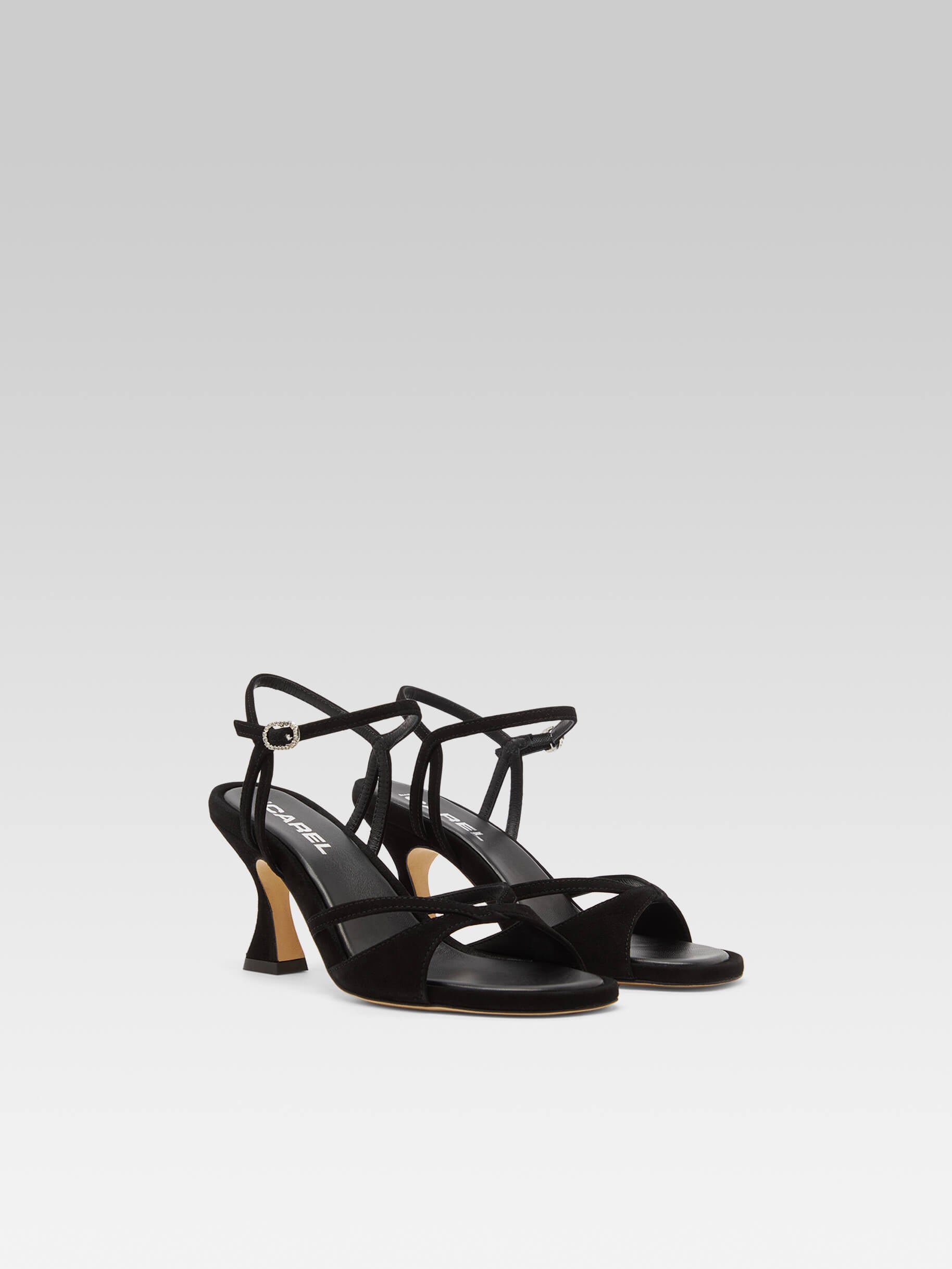 Apollo - Black suede leather strass buckle sandals - Image number 4