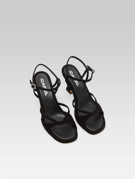 Apollo - Black suede leather strass buckle sandals - Image number 5