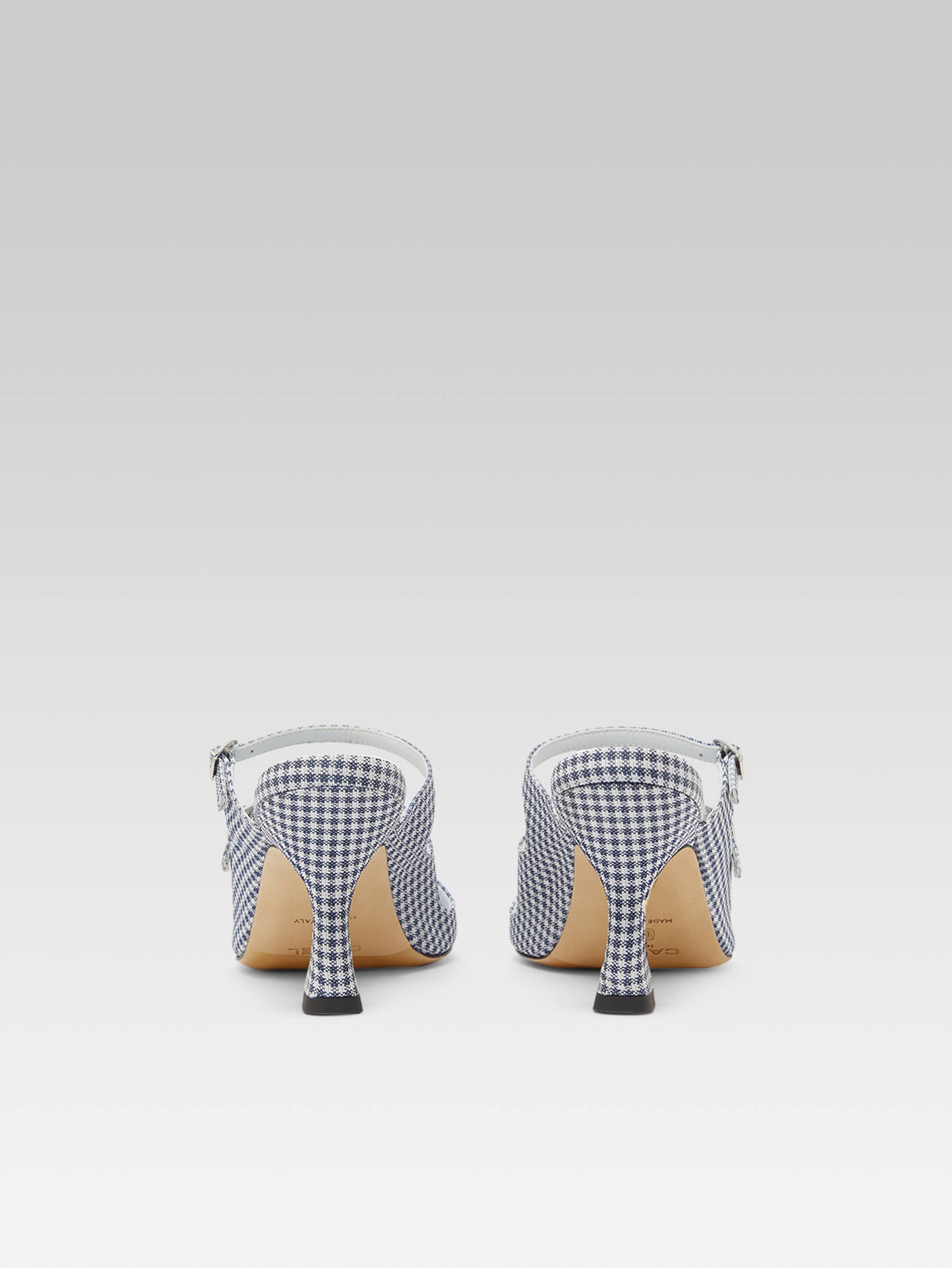 Kitty - Blue and white vichy fabric mules - Image number 6
