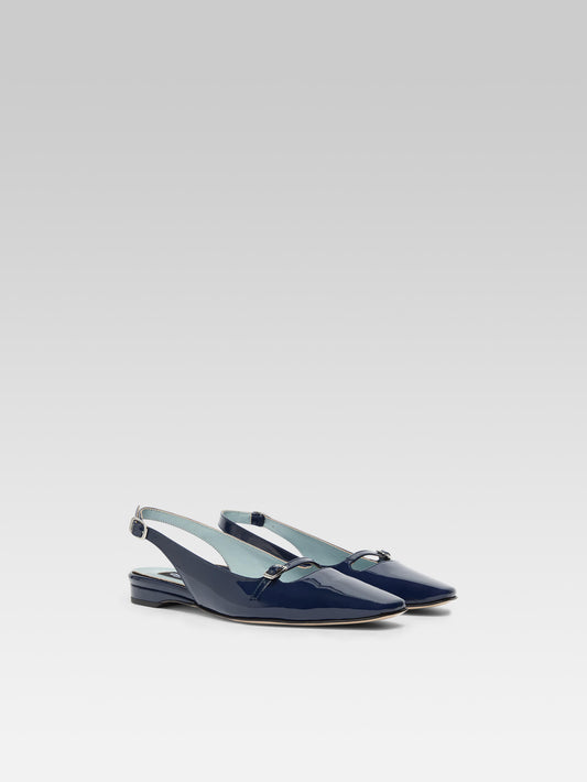 Ninon - Blue patent leather slingback ballerinas - Image number 4