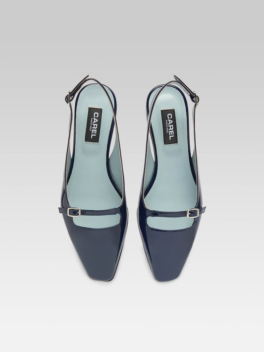 Ninon - Blue patent leather slingback ballerinas - Image number 3