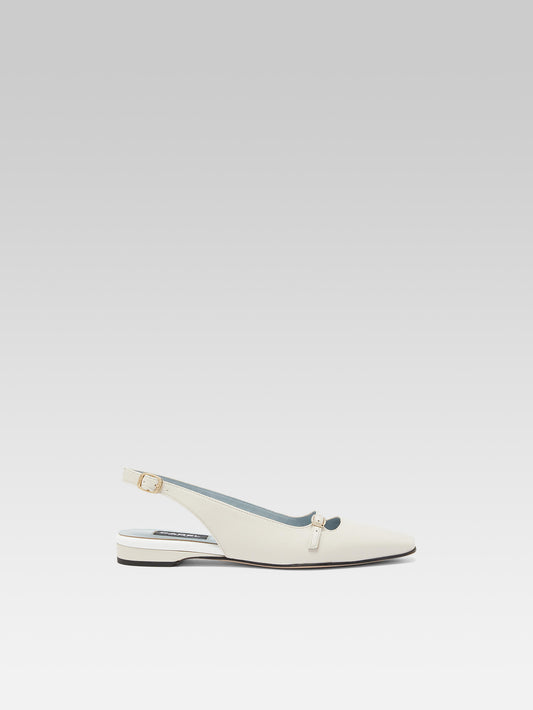 Ninon - Ivory leather slingback ballet flats - Image number 1