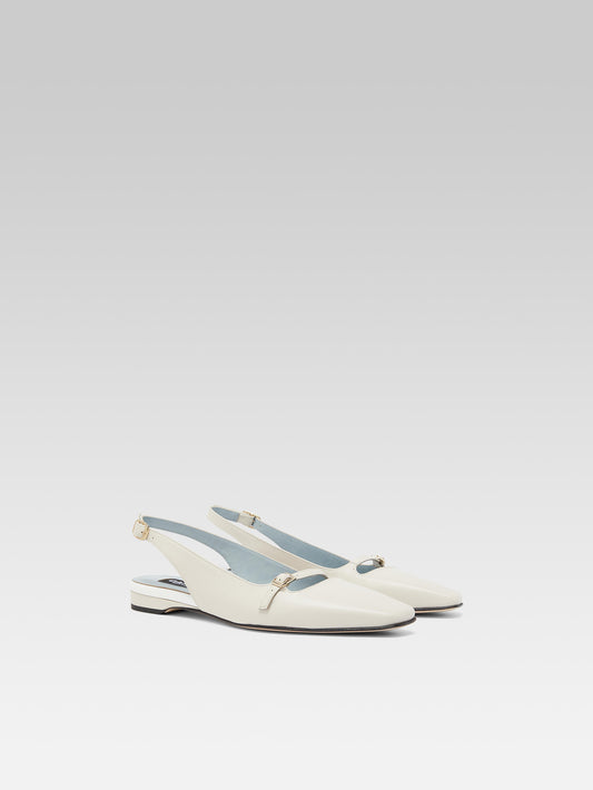 Ninon - Ivory leather slingback ballet flats - Image number 5