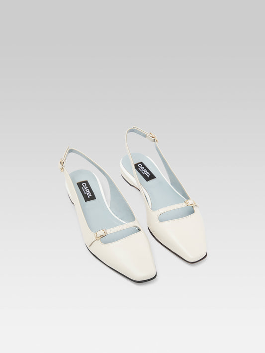Ninon - Ivory leather slingback ballet flats - Image number 4