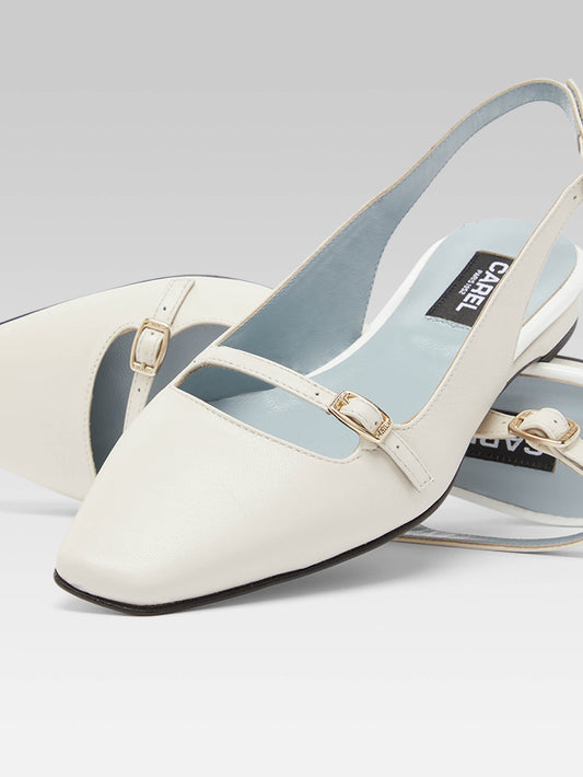 Ninon - Ivory leather slingback ballet flats - Image number 2