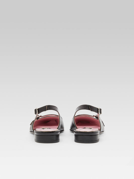Ninon - Black leather slingback ballet flats - Image number 5