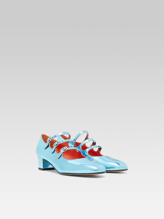 Kina - Escarpins babies cuir reflex bleu lagon - Image numéro 4