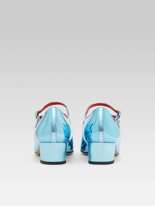 Kina - Escarpins babies cuir reflex bleu lagon - Image numéro 6