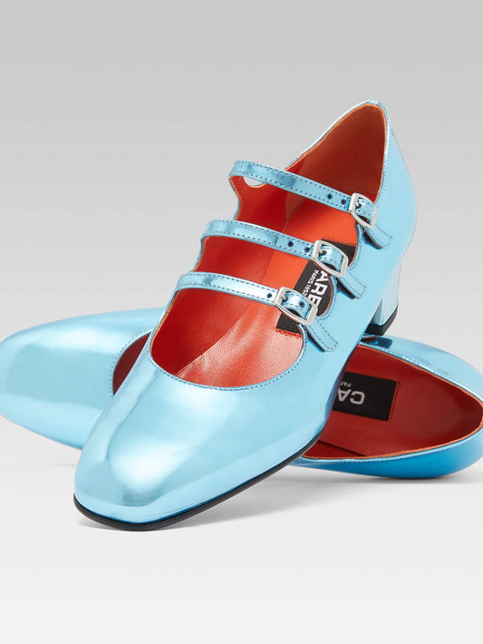 Kina - Escarpins babies cuir reflex bleu lagon - Image numéro 5