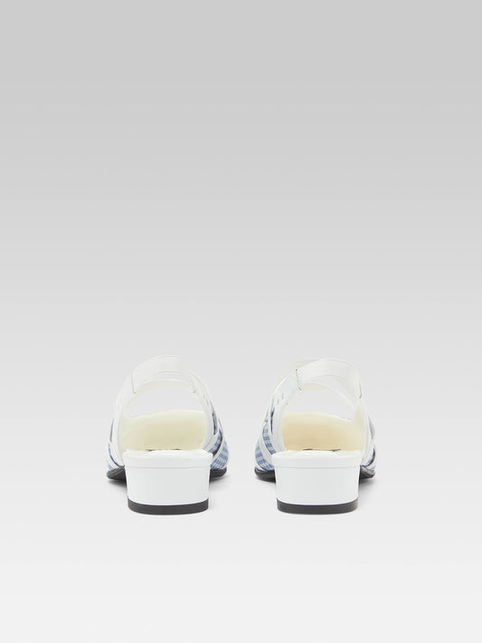 Peachy - Blue and white vichy fabric slingback Mary Janes - Image number 5
