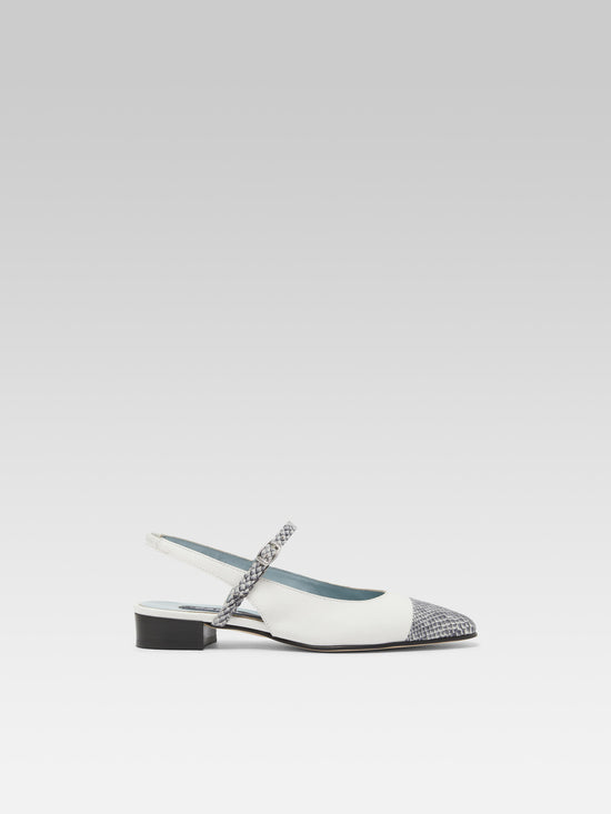 carel Oceano - Slingback cuir ivoire et cuir marin