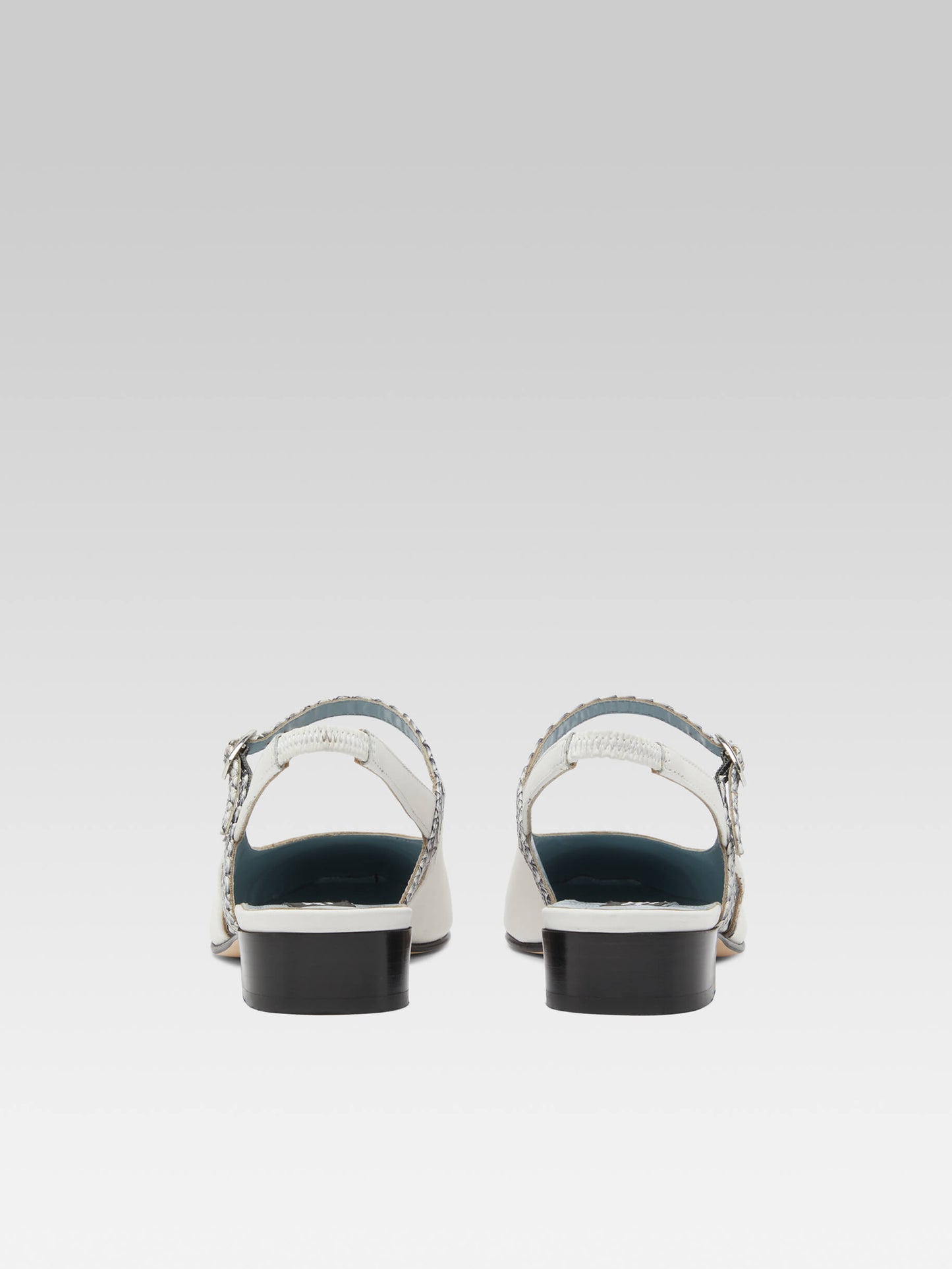 Oceano - Ivory leather and grey print slingback