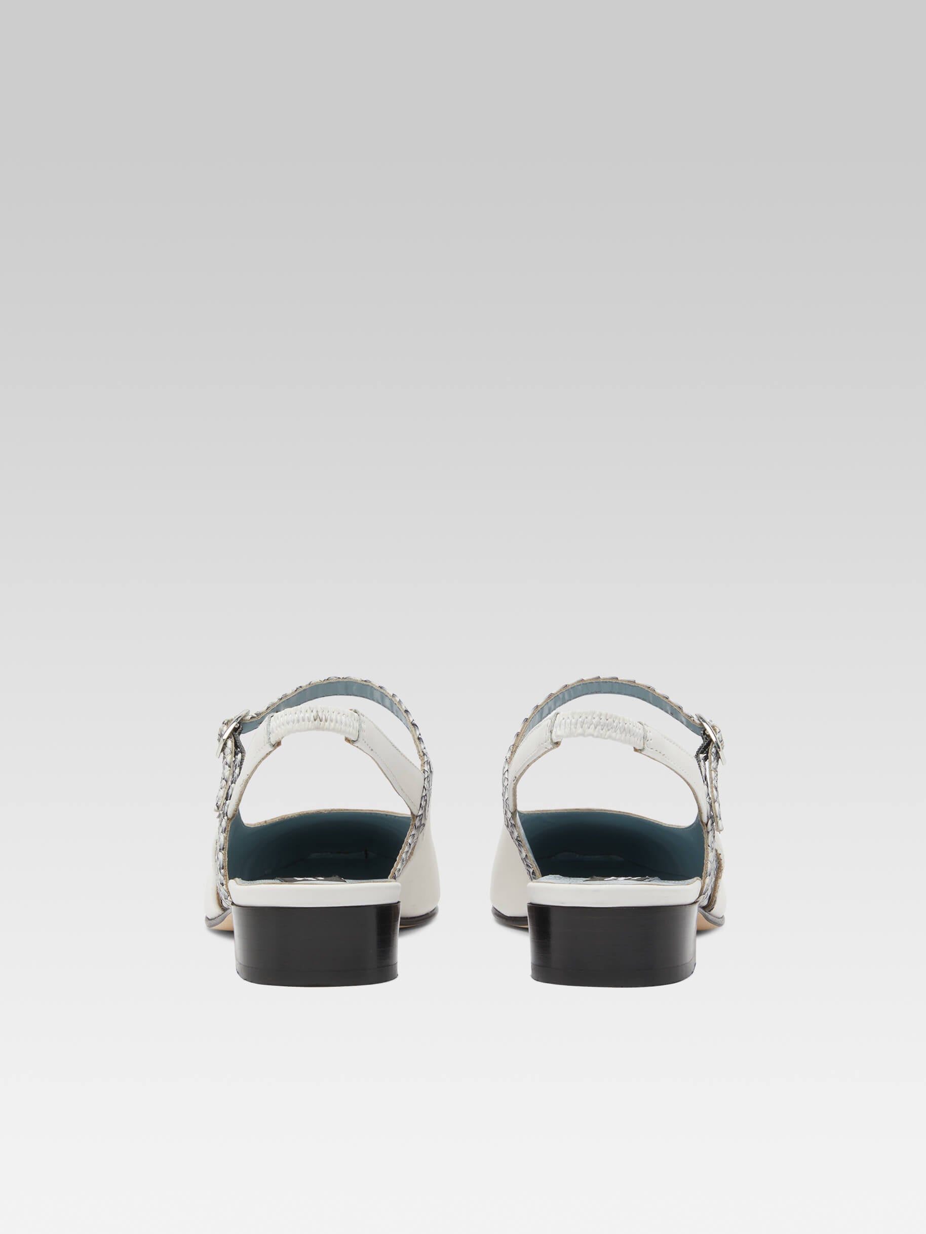 Oceano - Ivory leather and grey print slingback - Image number 5