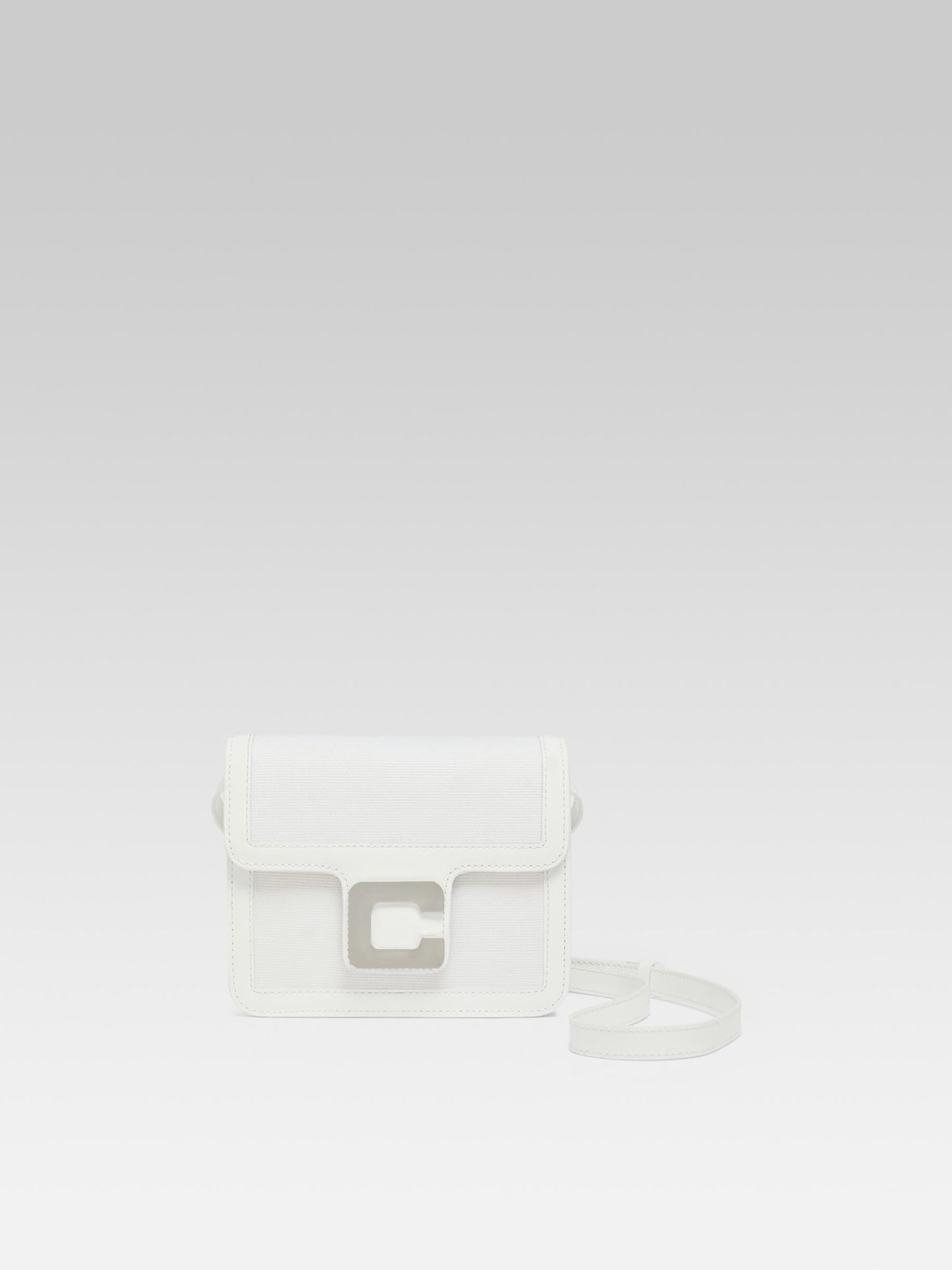 Mini Sorbonne - White fabric and patent leather bag 