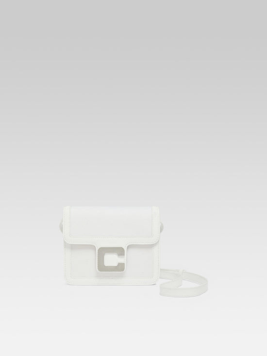 carel Mini Sorbonne - Sac tissu et cuir verni blanc