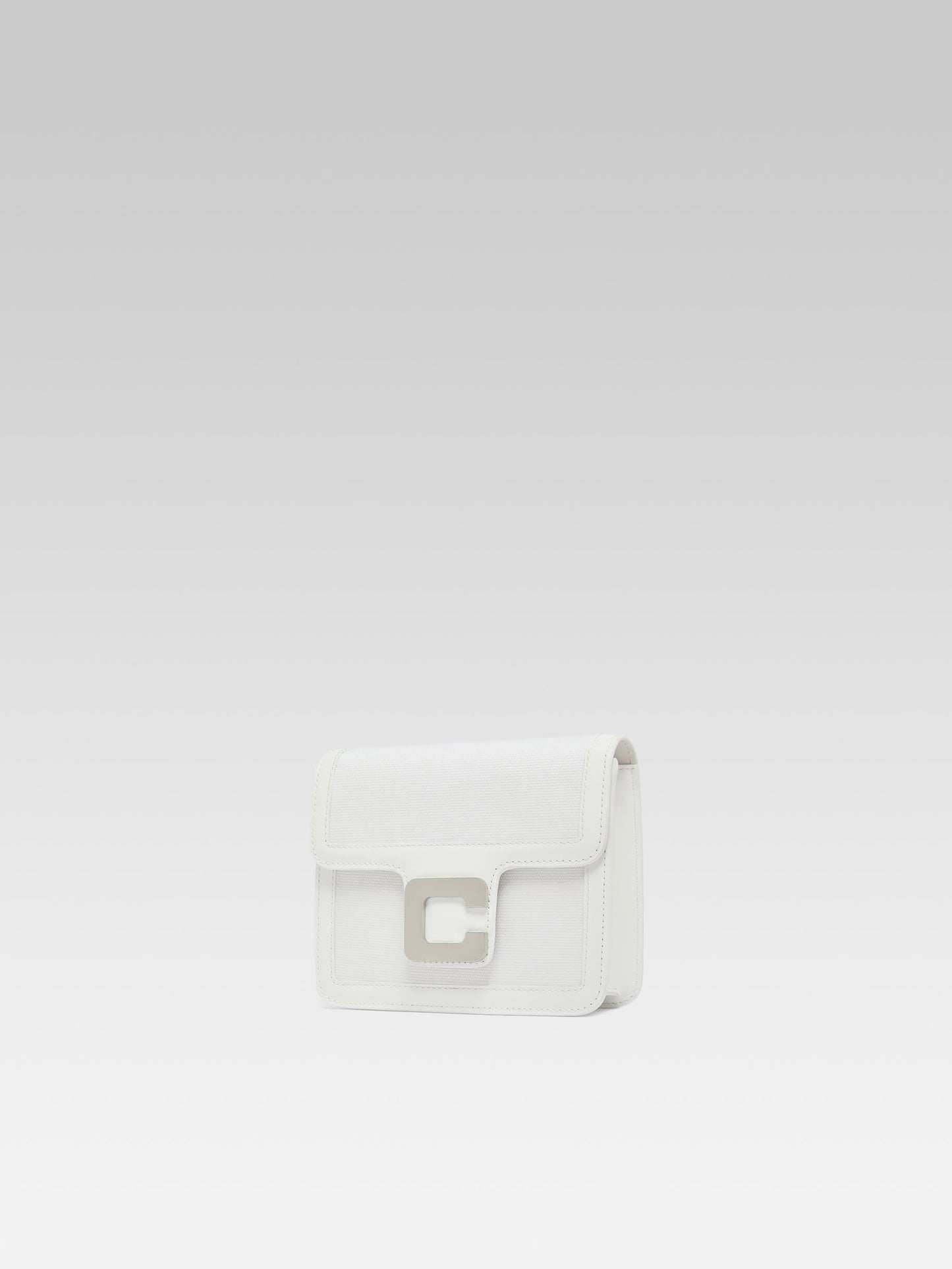 Mini Sorbonne - White fabric and patent leather bag 