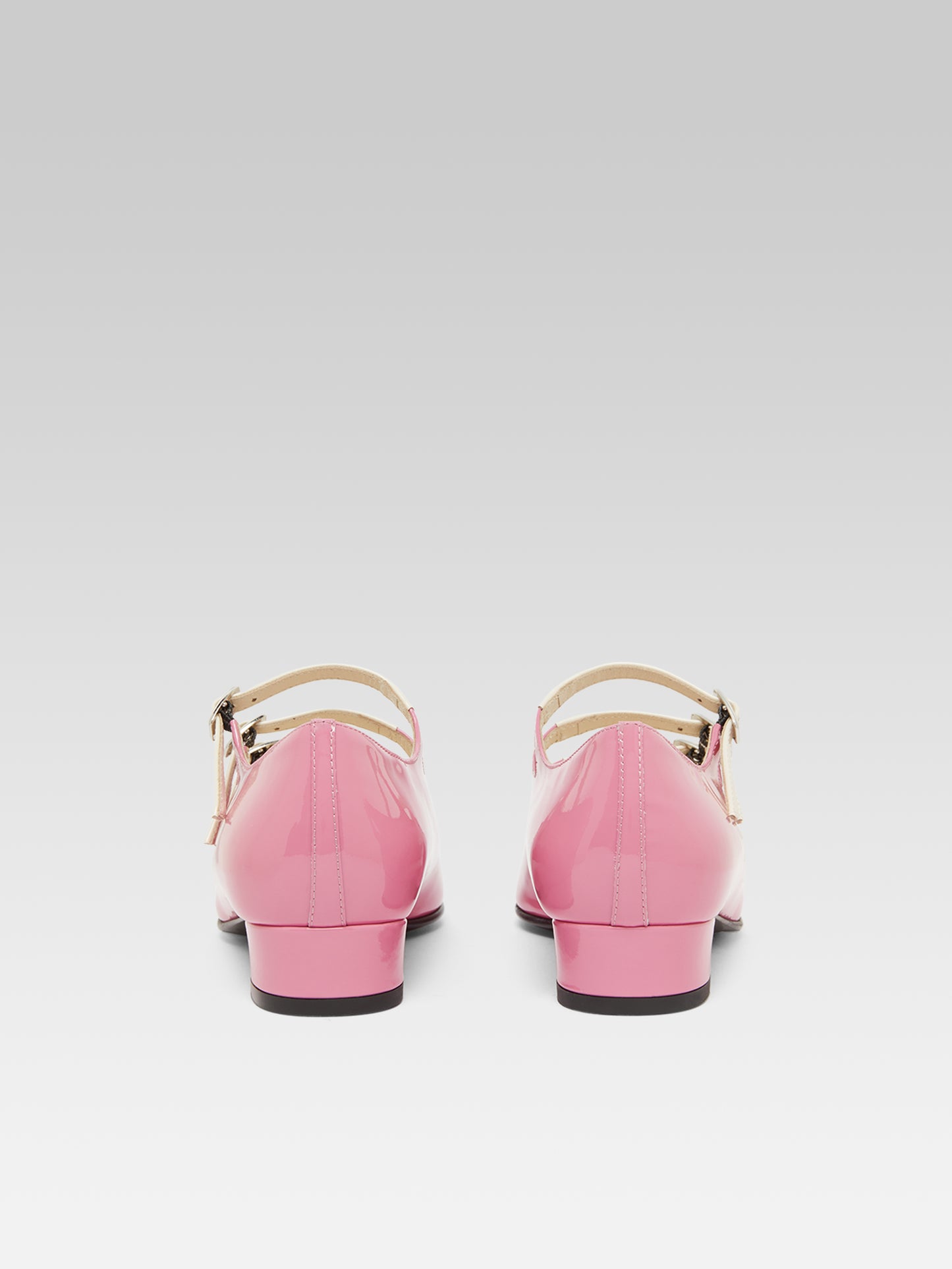 Ariana - Ballerines babies cuir verni upcyclé rose et ivoire