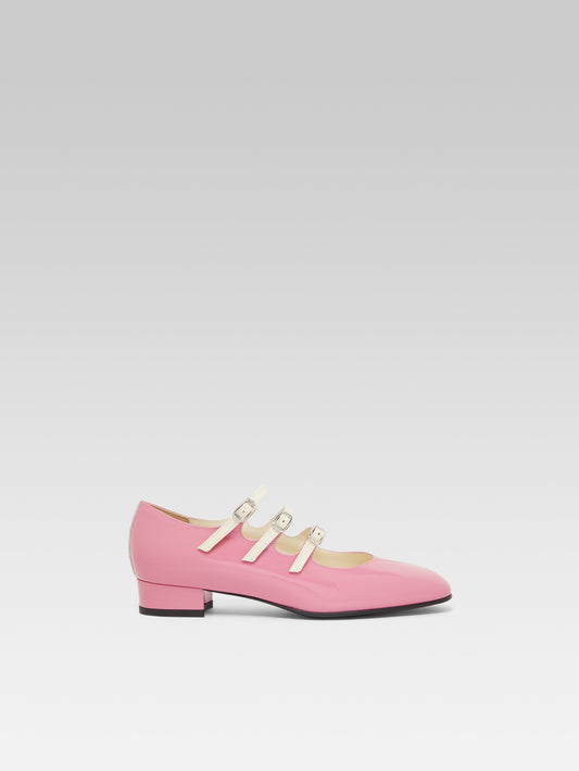 Ariana - Ballerines babies cuir verni upcyclé rose et ivoire - Image numéro 2