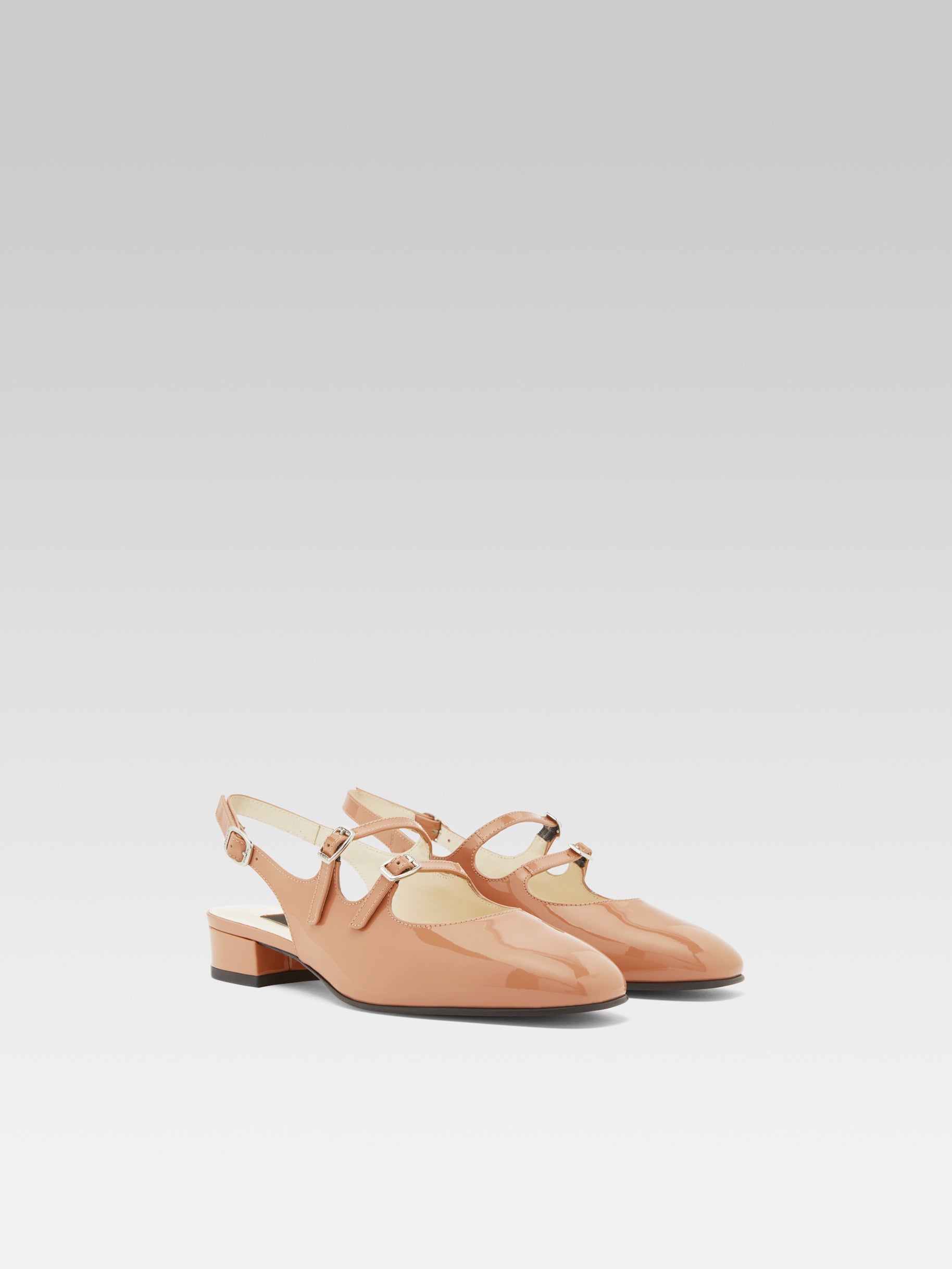 Peche - Toffee upcycled patent leather slingback Mary Janes - Image number 4