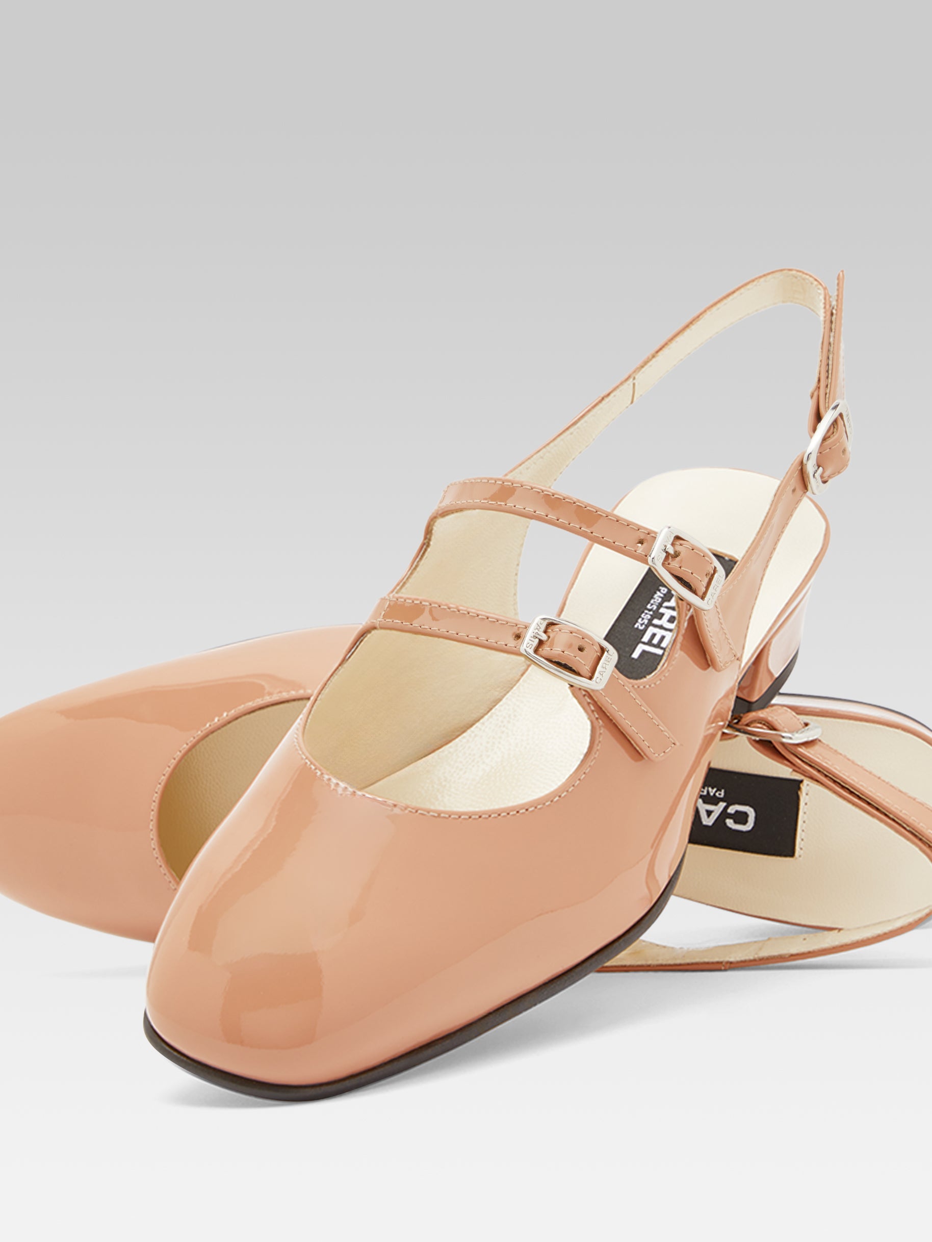 Peche - Toffee upcycled patent leather slingback Mary Janes - Image number 2