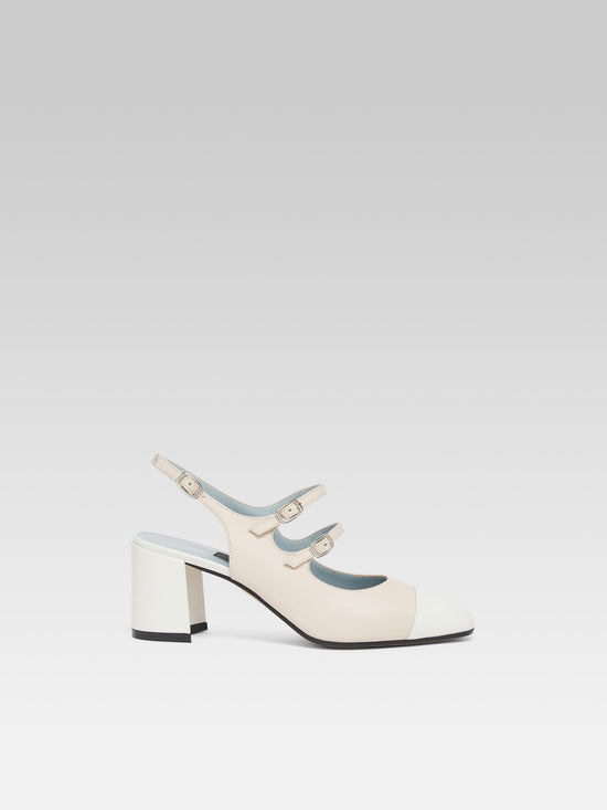 carel Papaya - Babies slingback cuir nude et cuir verni blanc