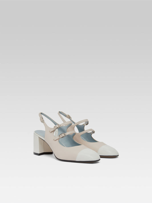 Papaya - Babies slingback cuir nude et cuir verni blanc - Image numéro 4