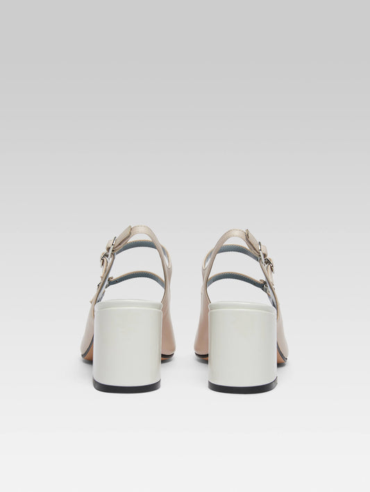 Papaya - Babies slingback cuir nude et cuir verni blanc - Image numéro 5