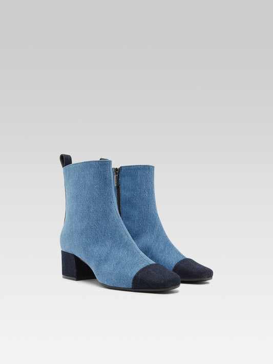 Estime - Two-tone blue denim fabric ankle boots - Image number 3