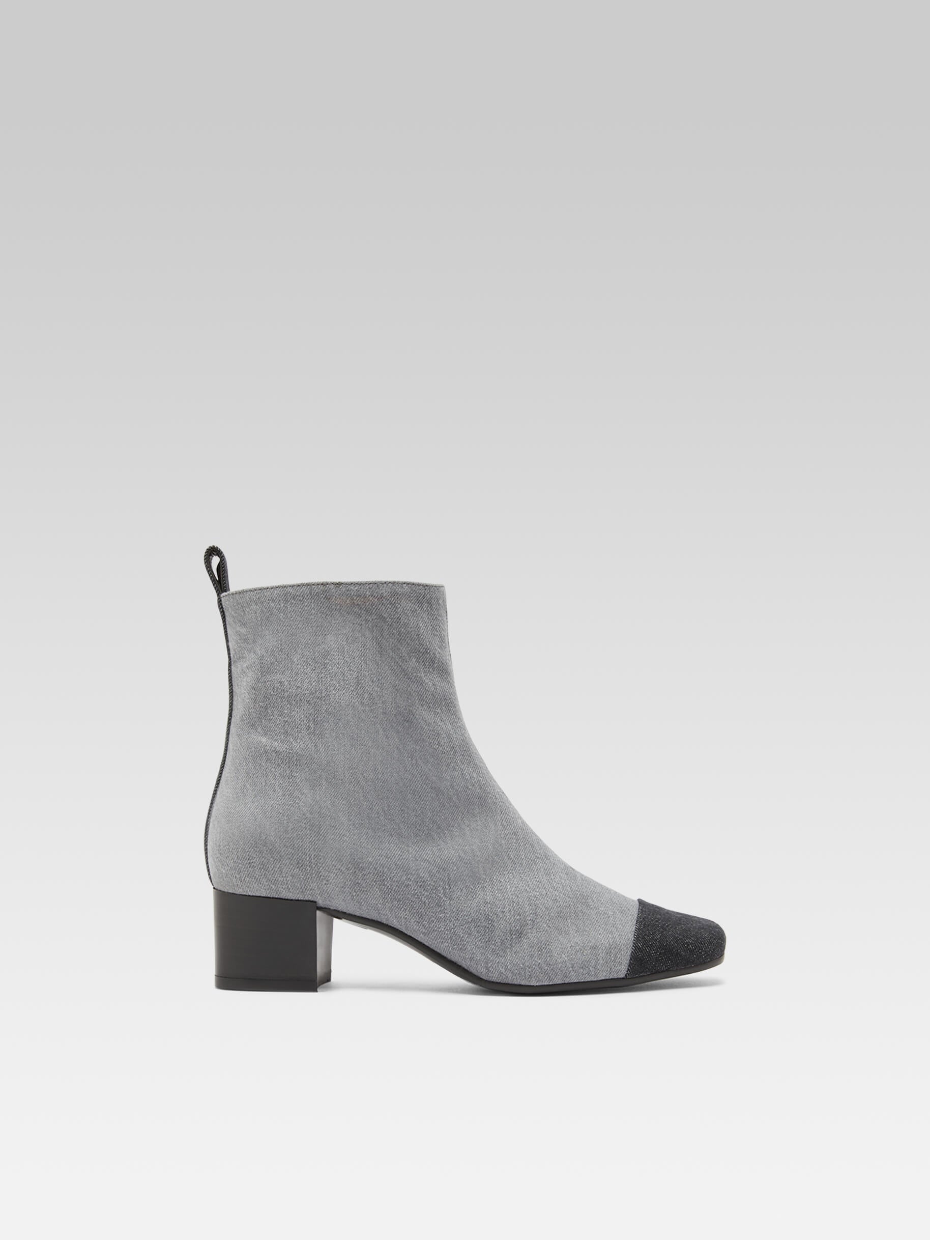 Estime - Two-tone gray denim fabric ankle boots - Image number 1