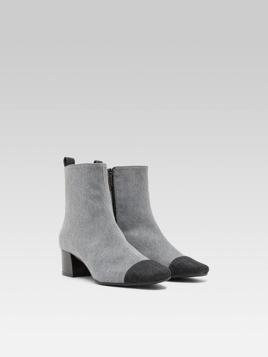 Estime - Two-tone gray denim fabric ankle boots - Image number 3